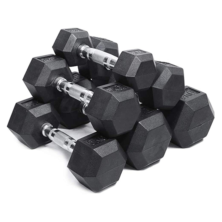 Weightlifting Muscle Training Factory Supplied Rubber Dumbbell High Quality Hex Dumbbell 5lb 10lb 15lb 20lb 25lb 30lb 100lb