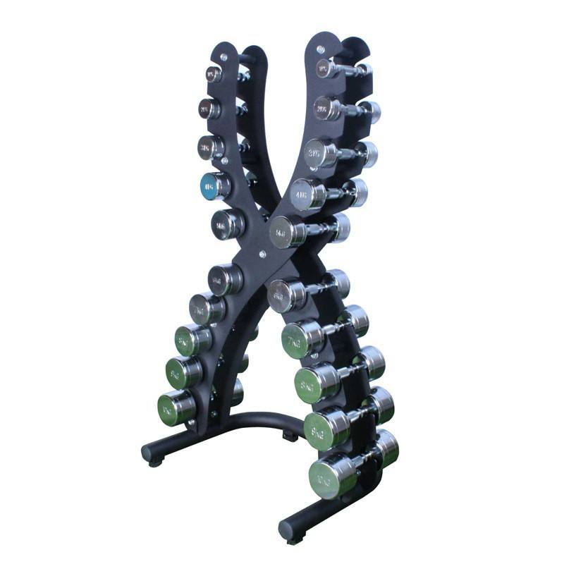 Gym Equipment X Shape 1-10 KG Steel Dumbbell Set Storage Rack