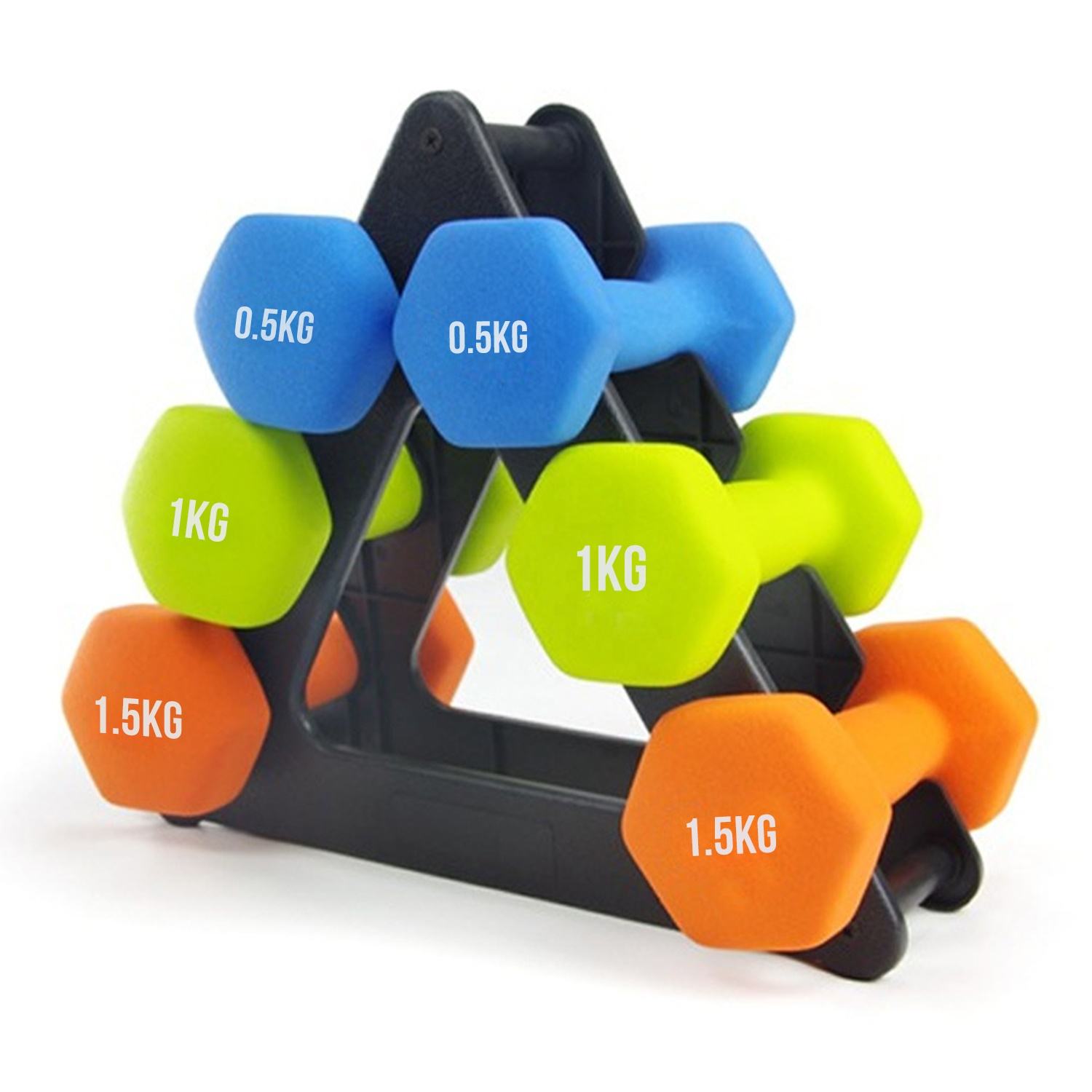 High Quality Colorful Fitness Equipment Weight Set 6KG Dumbbell Set With Stand For Women Home Gym Strength Training