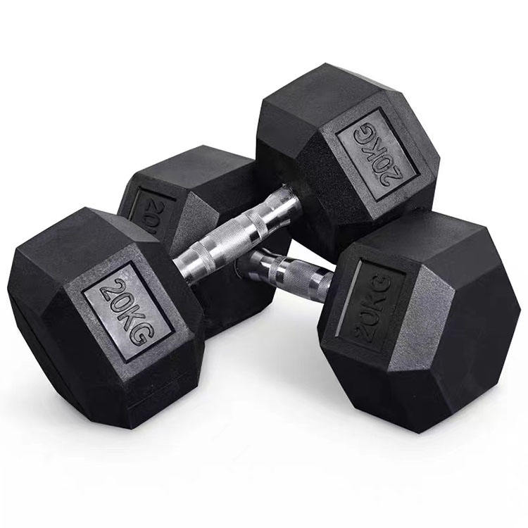 Rubber Hex Dumbbell Set 7.5kg Custom Life Fitness Training Dumbbell Rubber Coated Hexagonal Dumbbells for Sale