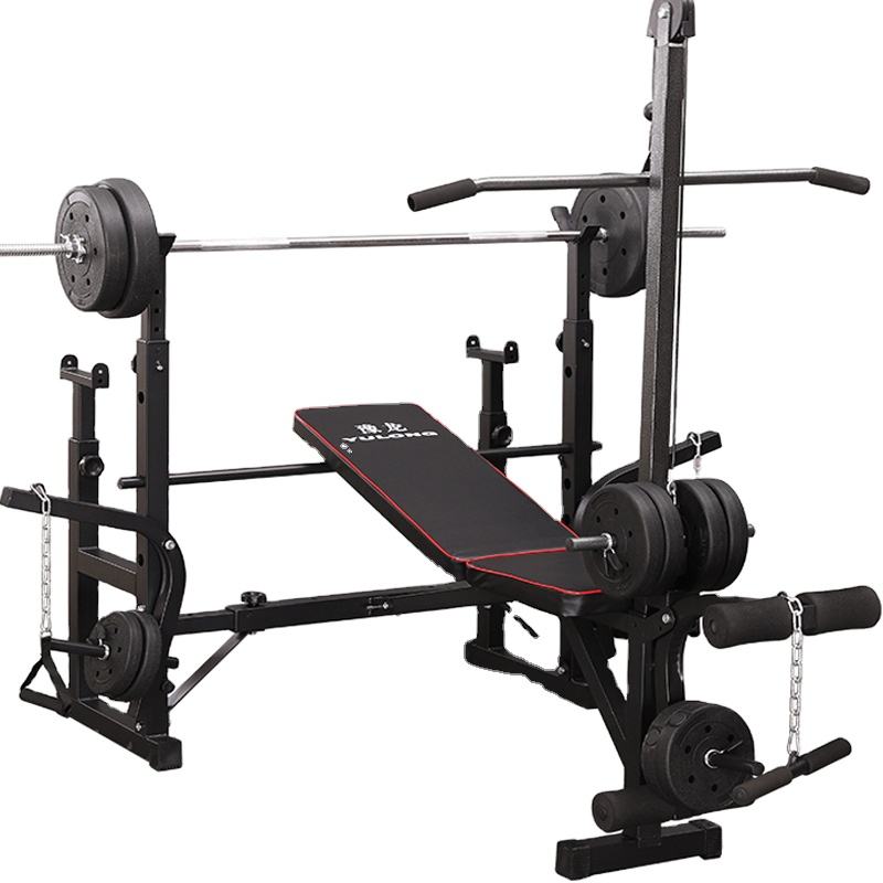 Chaoran Gym Home Barbell Bench Folding Adjustable Training Dumbbell Bench Press and Squat Rack