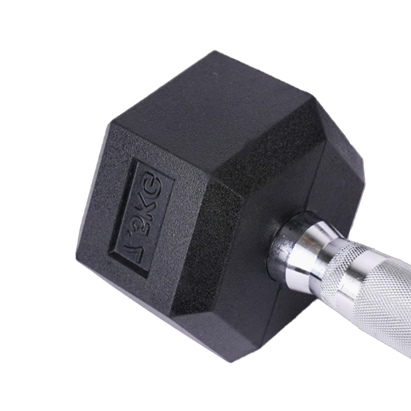 25KG Black Rubber Coated Hexagon Dumbbell Set Cast Iron Dumbbells Free Weights Gym Home Training Bodybuilding Fitness Equipment