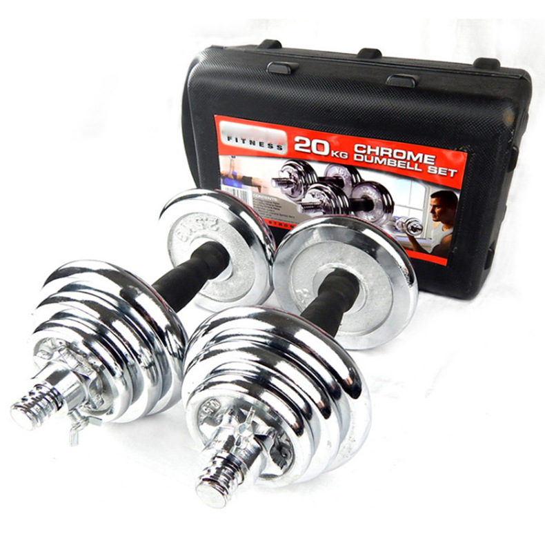 Hot Selling 15kg 20kg 30kg 50kg Dumbbell Barbell Set Adjustable Weight Chrome Plated Dumbbell Set