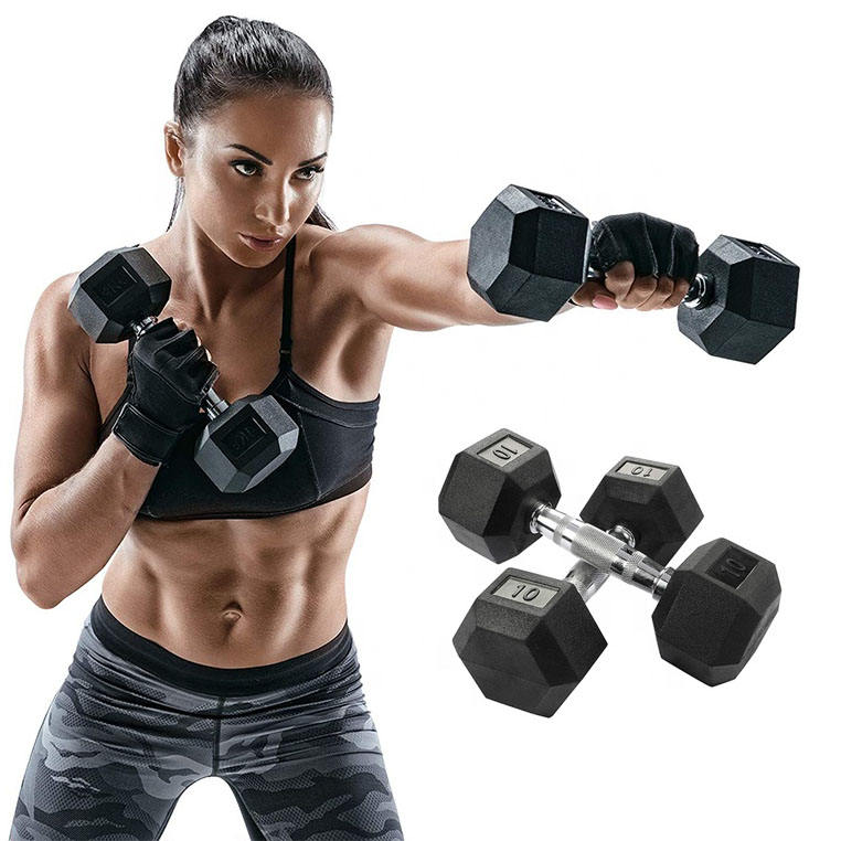 Fitness 20kg Free Weight Lifting Gym Equipment Mancuernas 10Kg Weights Hantel Hexagon Hexagonal Rubber Hex Dumbbells Sets