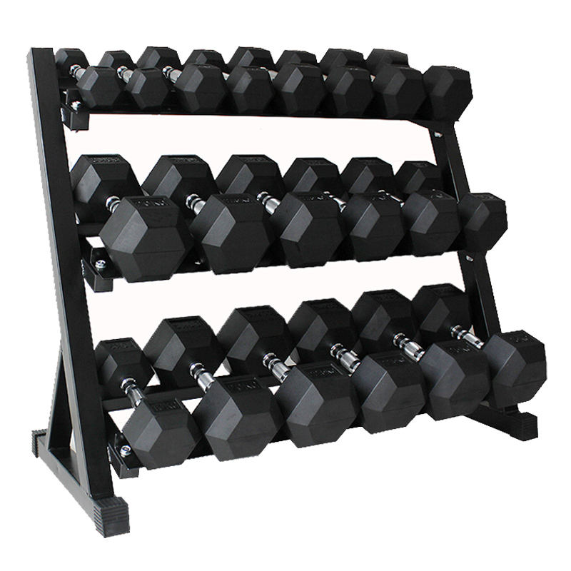 High Quality Commercial Dumbbell Set with Three-layer Dumbbell Rack Fitness Equipment and Stand