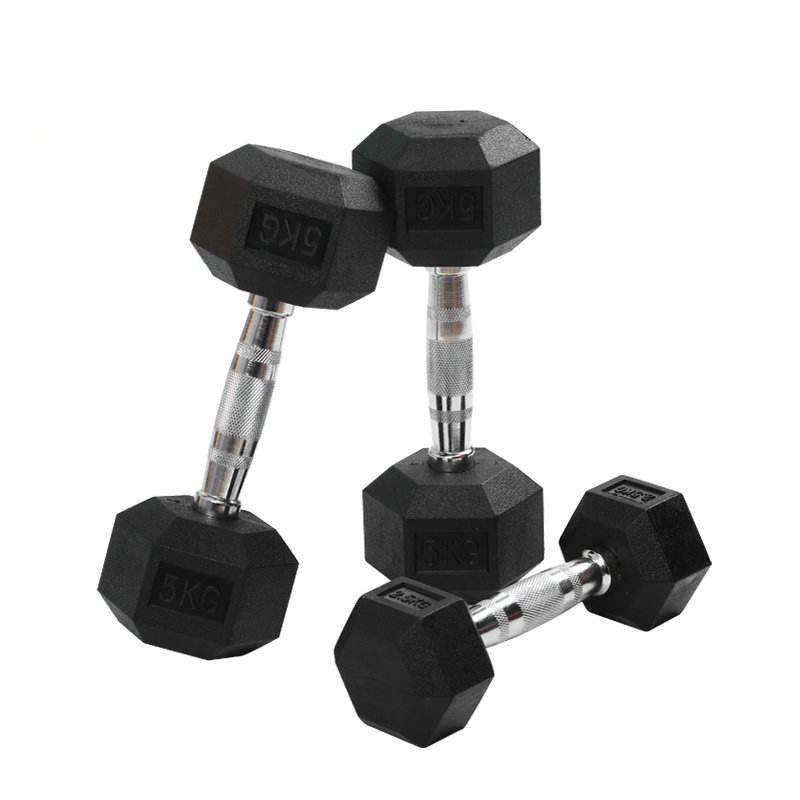 TOPKO 2024 10kg Gym Power Training Equipment Rubber Coated Steel Weights in Lbs Hexagon Hex Dumbbells Sets 40kg for Fitness