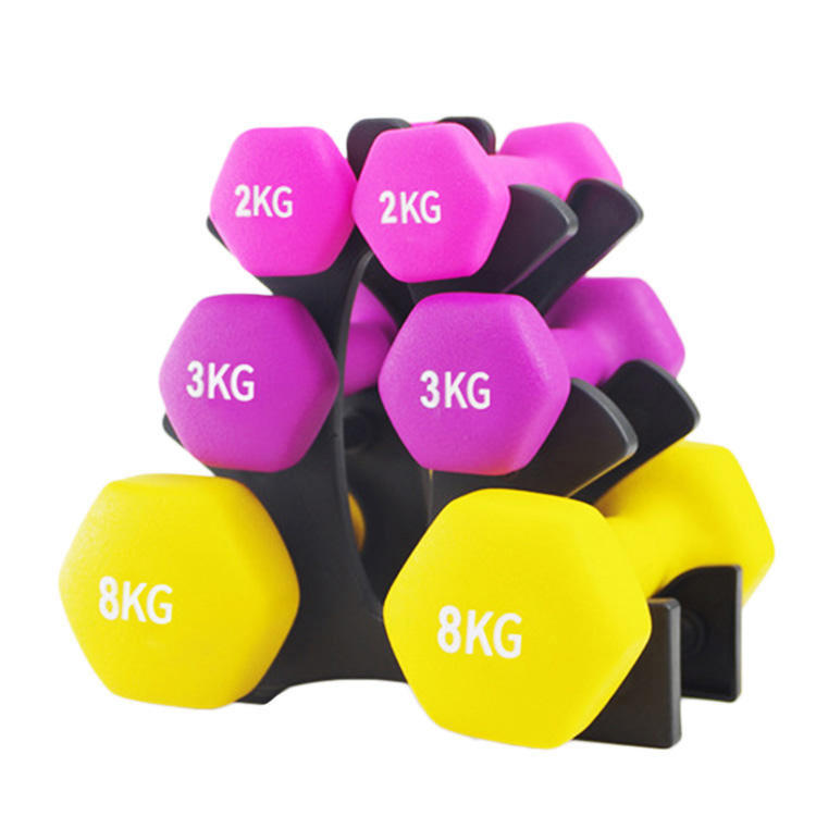 Custom Round Head Dumbbell Set 50kg Home Gym Weights Exercise with Rack Fitness Equipment Round Head Rubber Dumbbell Set 10kg