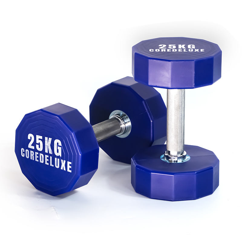 Gym Equipment Custom Logo CPU 12 Sides Dumbbell Set Urethane PU CPU TPU Rubber Coated Dumbbell Gym Commercial Dumbbell Set