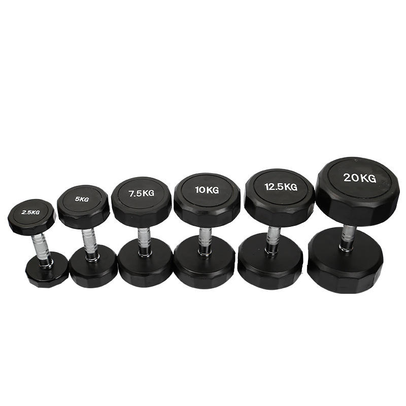 Get-Fit Factory Black Round Head Rubber Dumbbell Gym Fitness Equipment Kettlebells at Price