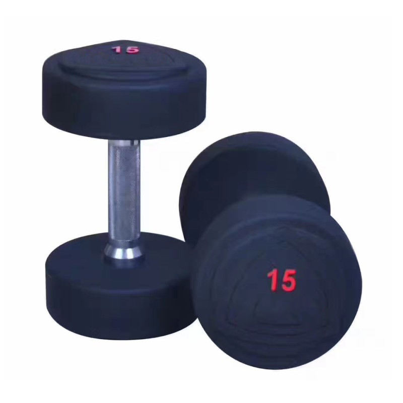 Custom Round Head Dumbbell Set 50kg Home Gym Weights Exercise with Rack Fitness Equipment Round Head Rubber Dumbbell Set 10kg