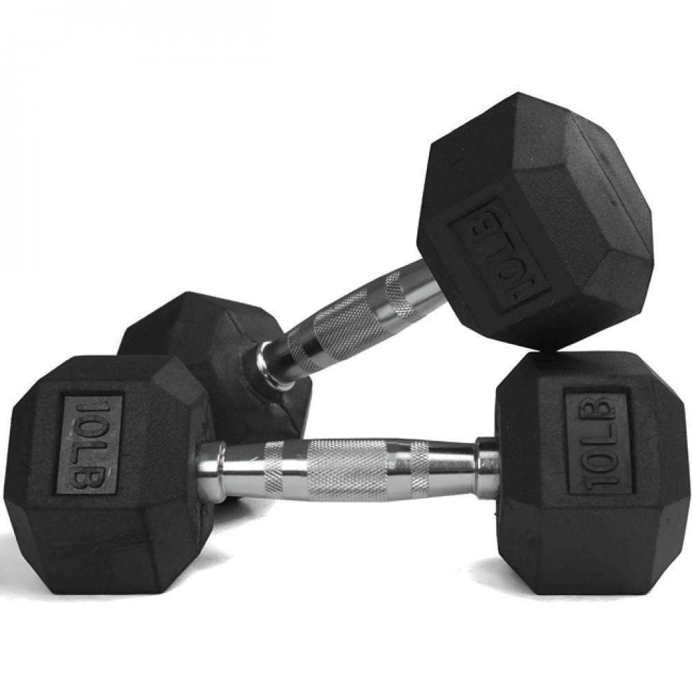 High Quality 5-50 lb Rubber Hex Dumbbell Set