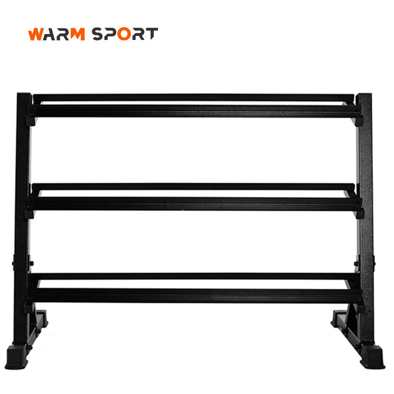 Wholesale High Quality 3-Tier Gym Hex Rubber Dumbbell Set Storage Rack