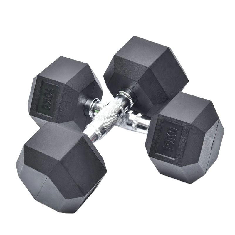 Smartfit Manufacturer Rubber Hex Dumbbell Custom Logo 1-60KG 5-125LB Black Cast Iron Rubber Dumbbell