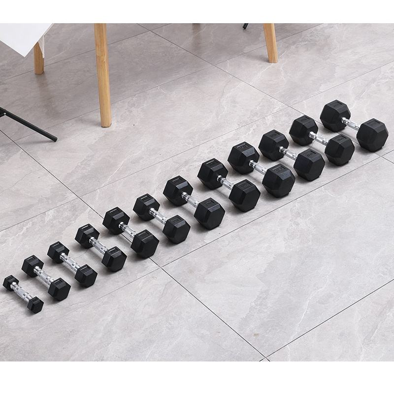 Factory Direct Selling Hexagonal Dumbbell Set With Rack 10kg 20kg 30kg Rubber Hex Dumbbells