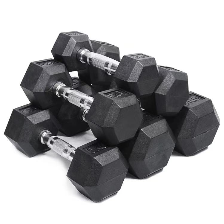 High Quality Hex Rubber Coated Dumbbell for Home Strength Training Low Price Sales
