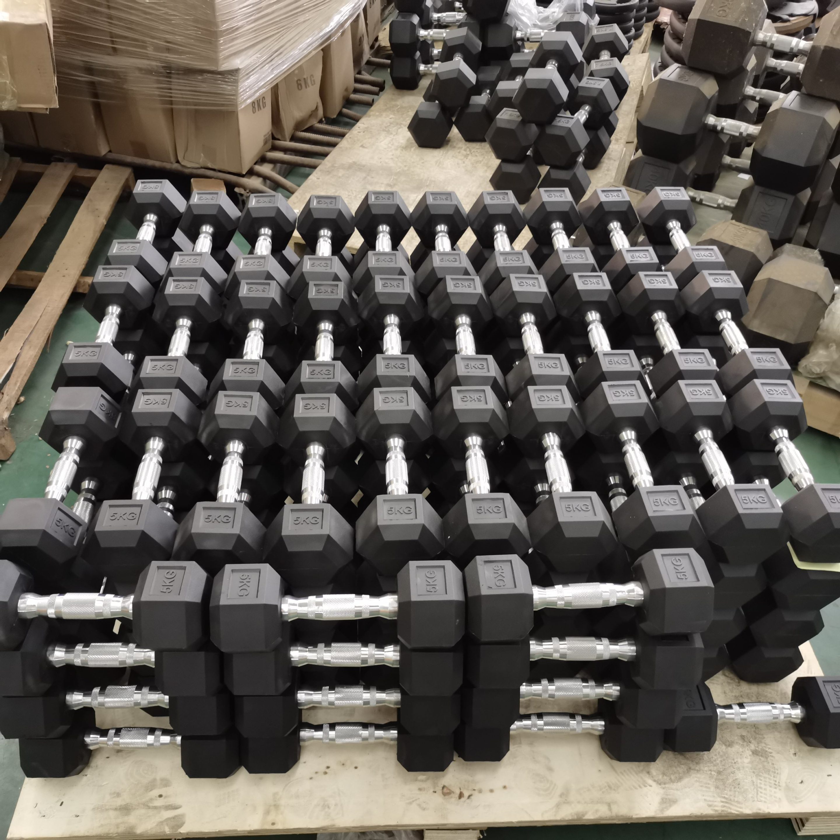 SK-Goods in Great Demand Gym High Quality Hex Rubber Dumbbell Cast Gym Accessories