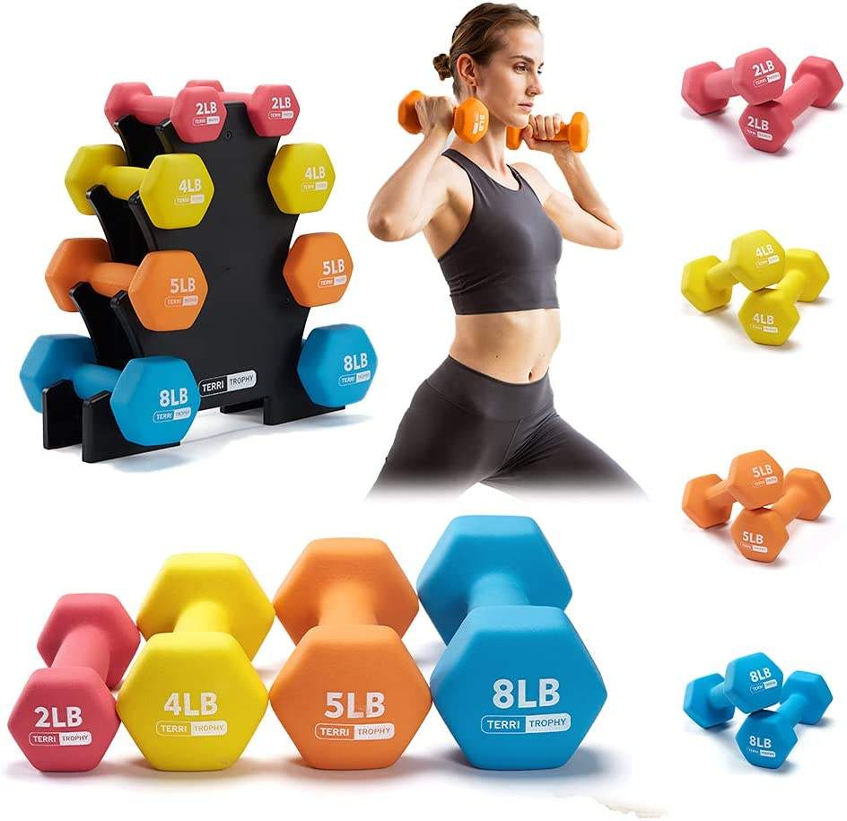 2 Tier Hexagon Dumbbells Set Commercial Rack Gym