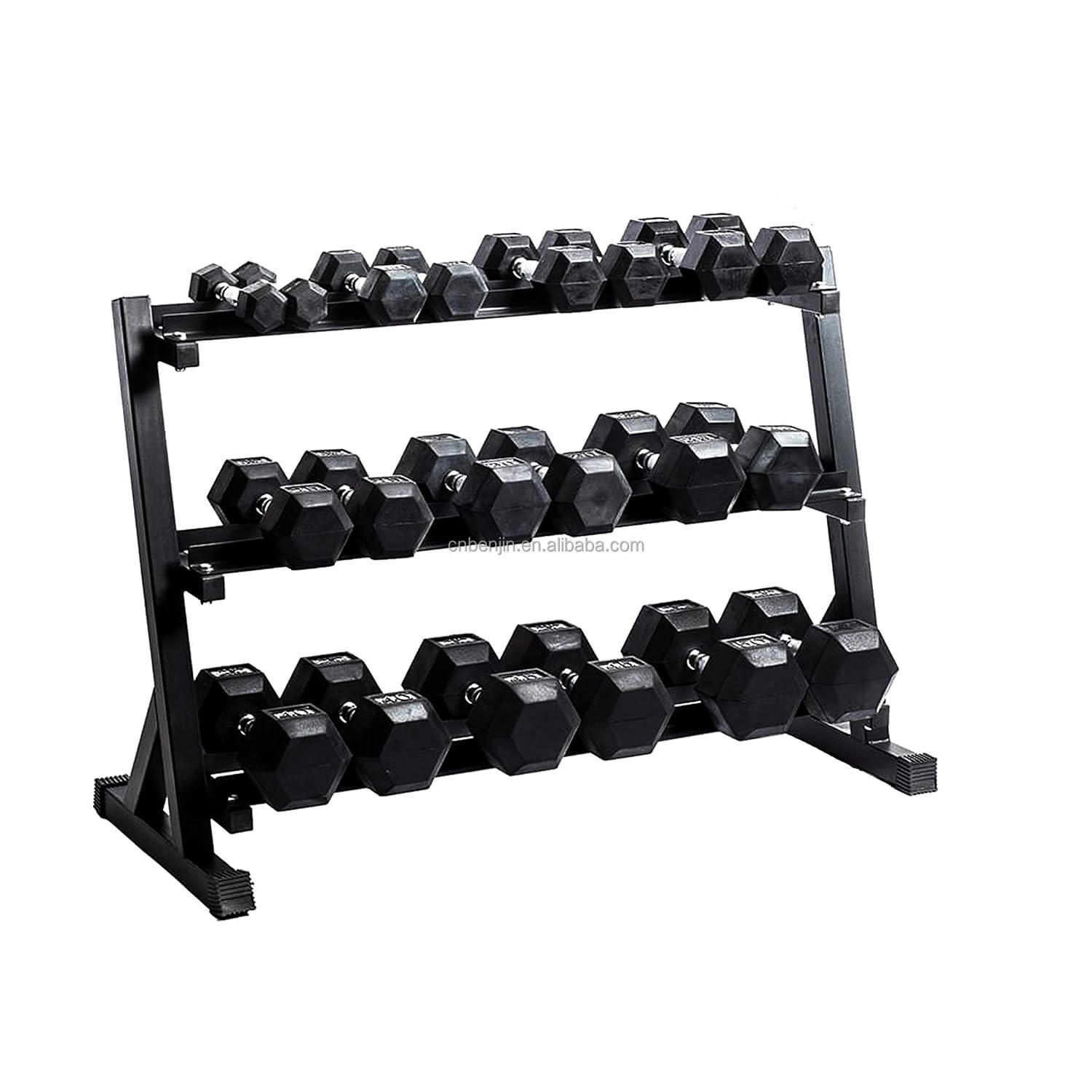 Hot Selling Home Gym Commercial Fitness Equipment 2.5Kg-50Kg Hex Dumbell Set With Rack Three-Layer Dumbbell Rack and Stand