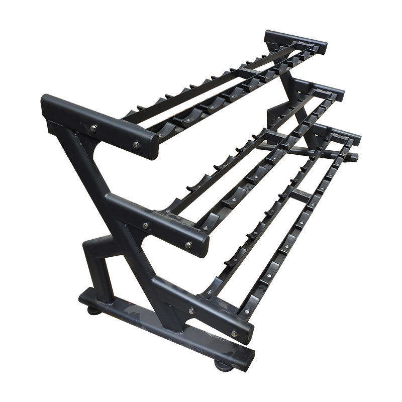 ZJFIT 3 Tiers Heavy Duty Gym Commercial Dumbbell Racks 15 Pairs with Carriage Spacers Thickened Tubing 15 Pairs Racks