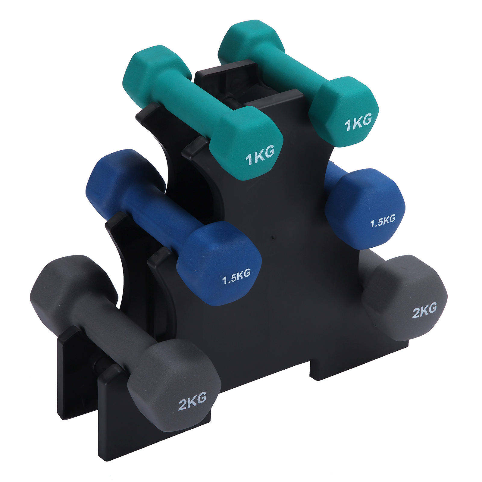 Home Use Neoprene Hexagonal Dumbbells Free Weight Vinyl PVC Rubber Coated Hex 10/12kg Set With Rack Workout Fitness Equipments