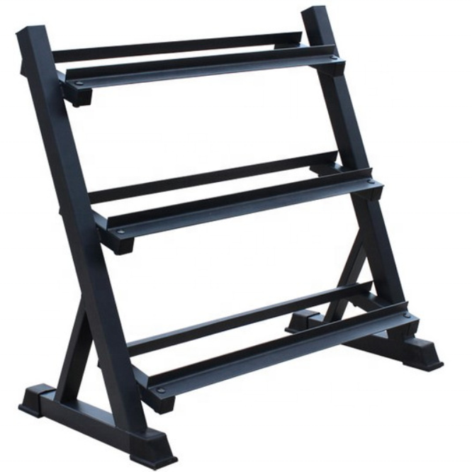 DZ5035 Black Dumbell Rack 2 Tier Gym Plates Stand Fitness Equipment Weight Lifting Storage