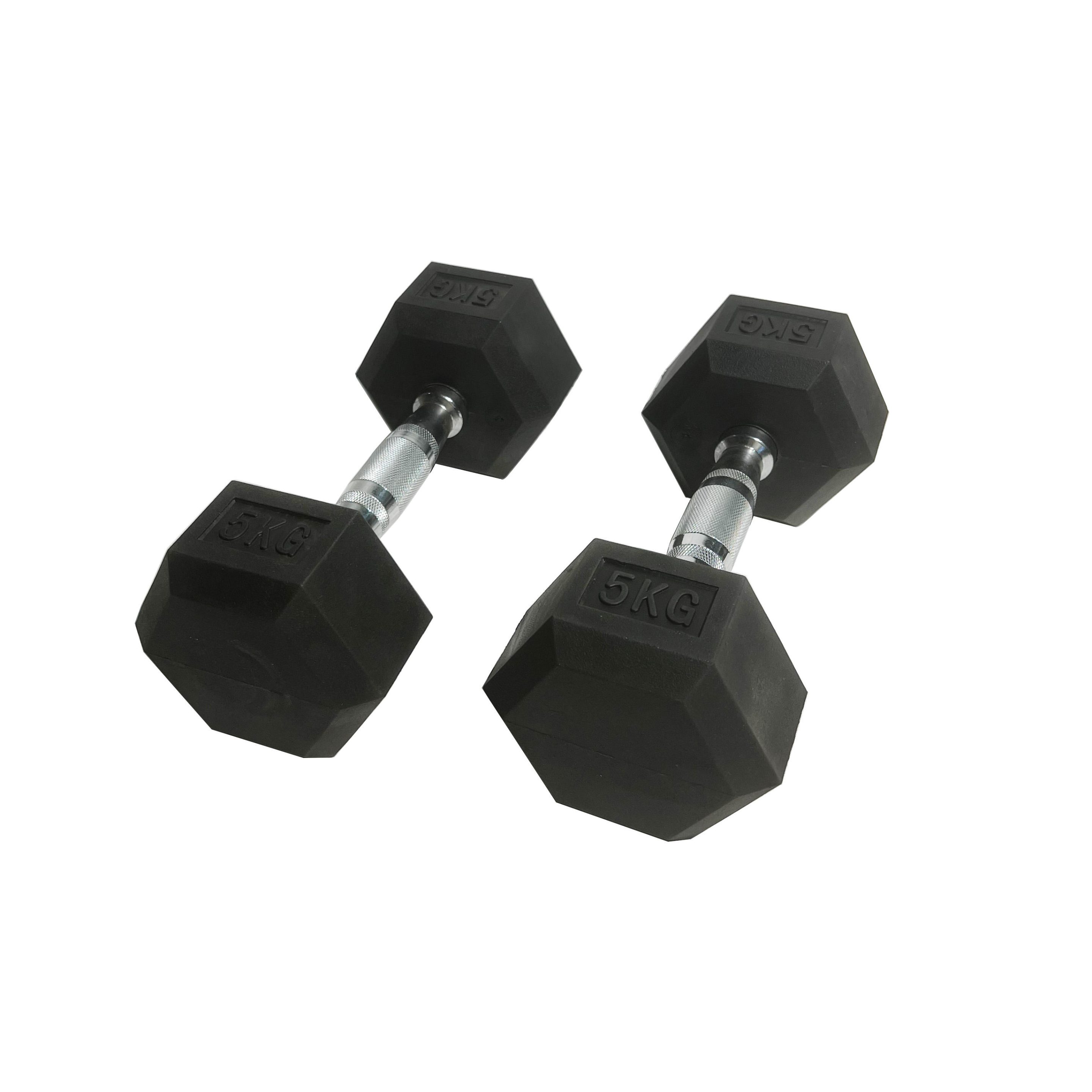 Factory Direct Sales Black Rubber Dumbbell Custom Logo 20kg Hex Dumbbell Set Mancuernas Gym Free Weights