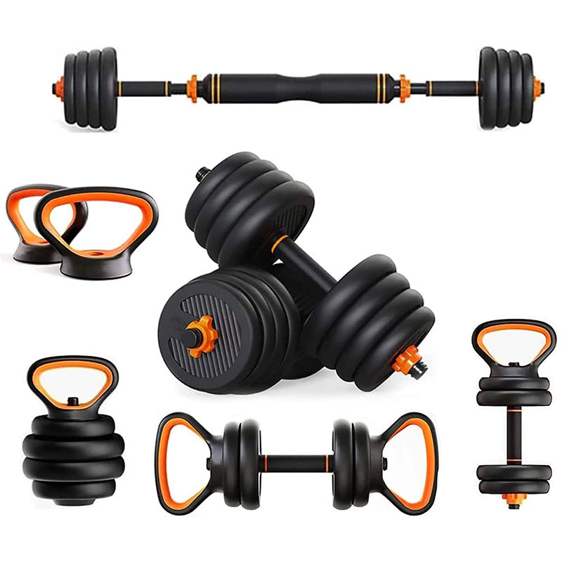 6 in 1 Cheap Home Fitness Gym Equipment Adjustable Kettlebell Barbell Push up Stand Combination Dumbbell Kit With Connecting Rod