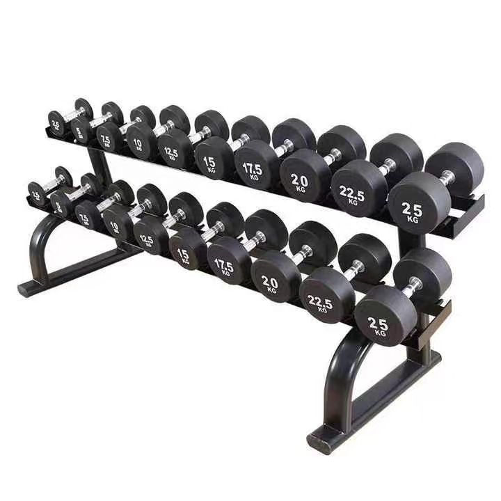 Round Dumbbell Set With Rack Weights Dumbbell Rack Storage 2 Tier 3 Tier Dumbbell Rack