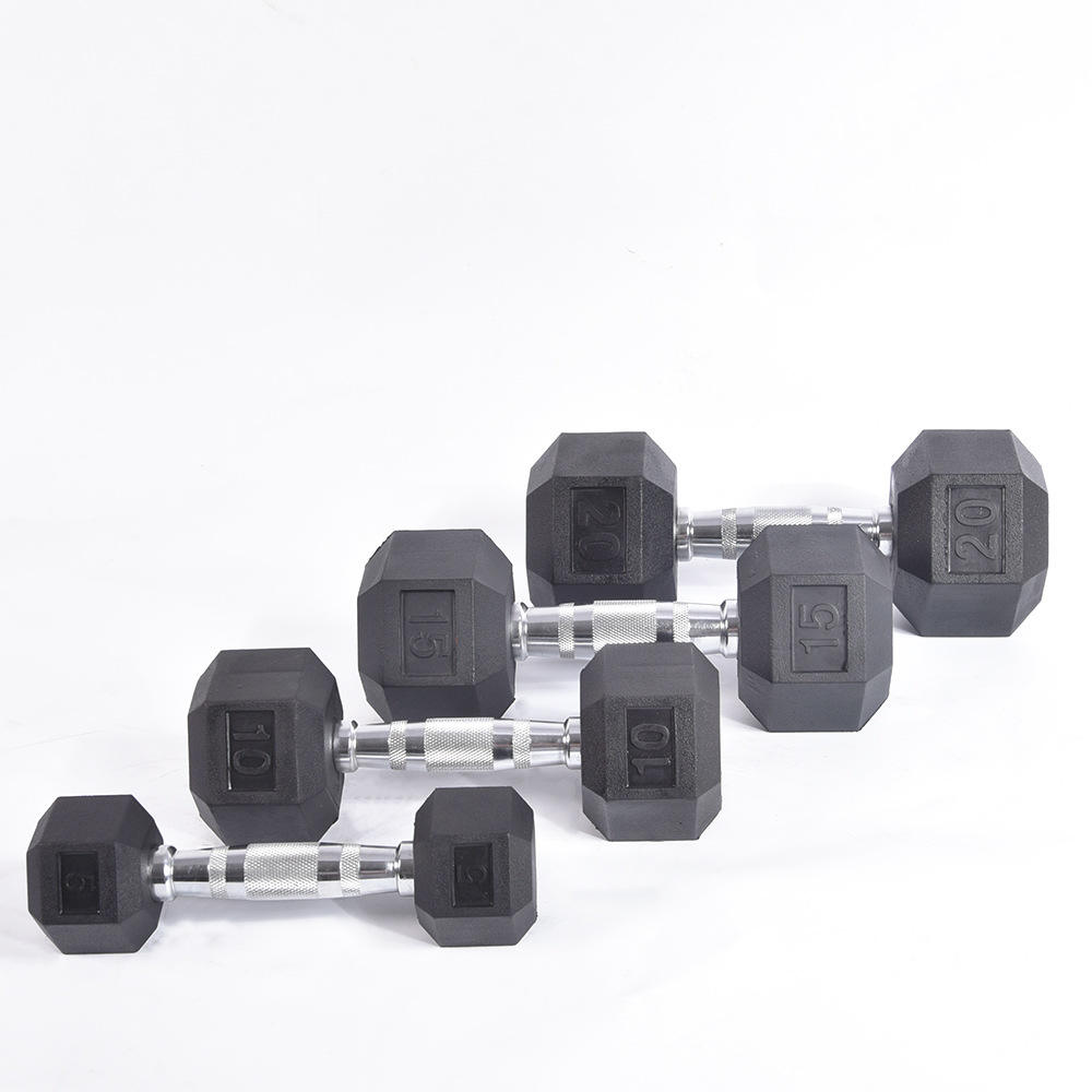 Rubber Hex Dumbbell Gym Equipment Rubber Coated Dumbbell Set Men Price 2022 Custom Kg Lb 5kg 10kg 15kg 20kg 30kg 40kg 50kg 100KG