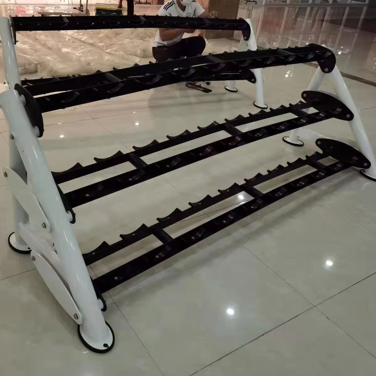 3 Tires 15 Pairs Exercise Heavy Gym Dumbbell Rack machine