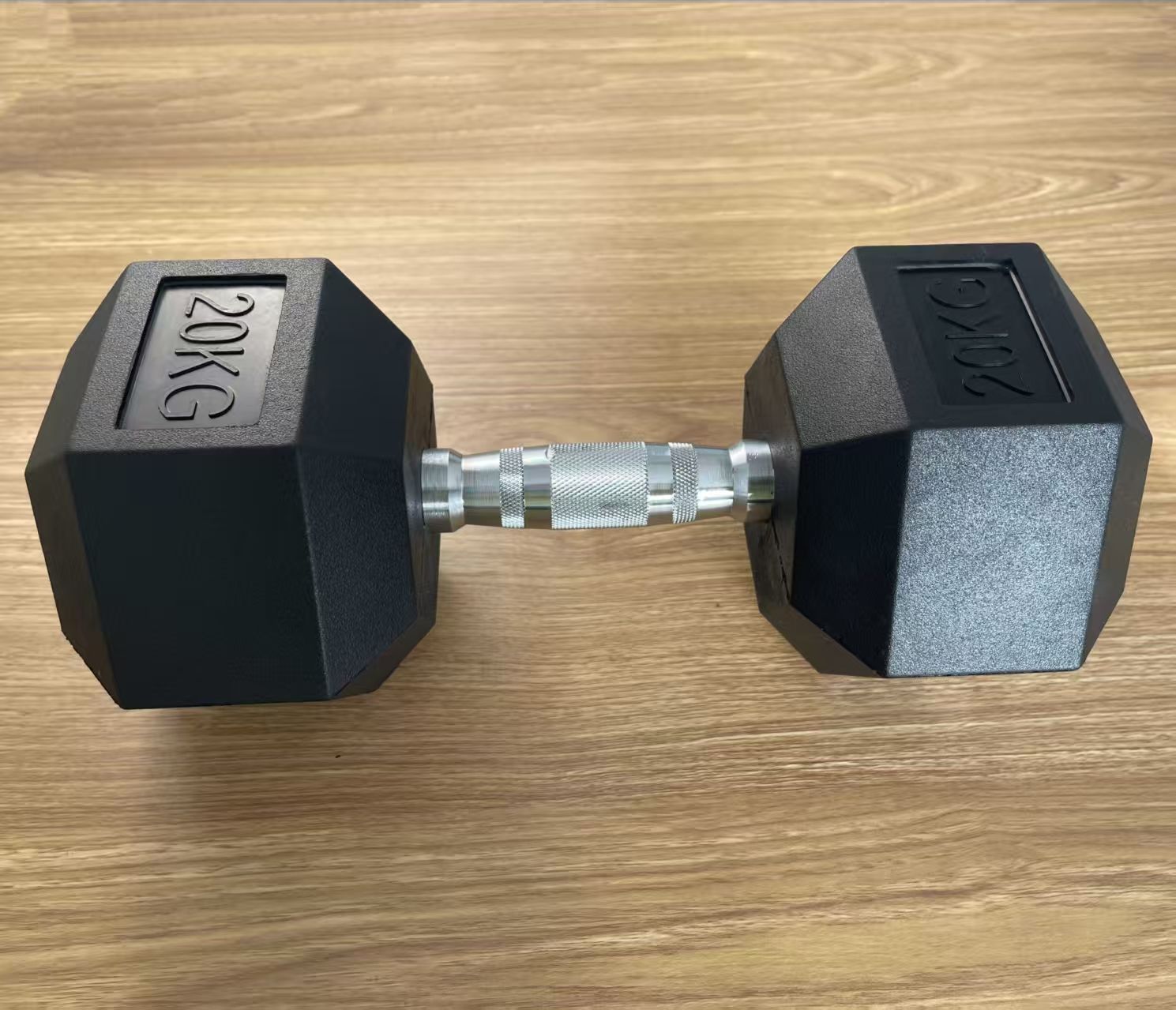 High Quality Black Rubber Coated Cast Iron Hexagonal Dumbbells for Fitness Workout Training