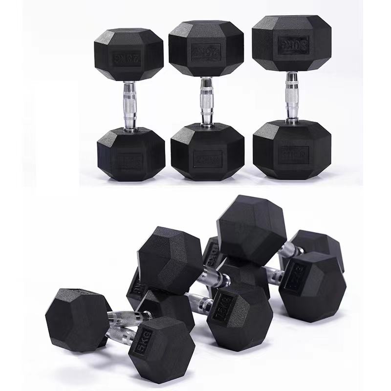 Customizable logo Gym Cast Iron Dumbbell Rubber Hex Dumbbell Pairs Sets 7.5kg 10 kg for Sale Cheap