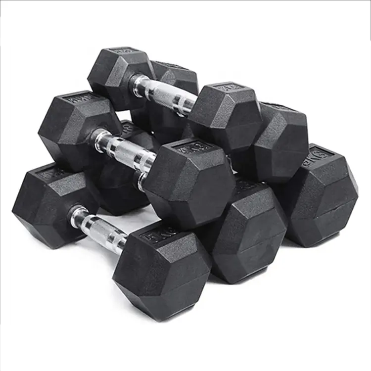 10kg 30kg 40kg Fitness Training Gym Equipment Free Weight Home Exercise Rubber Coated Hex Dumbbell Set