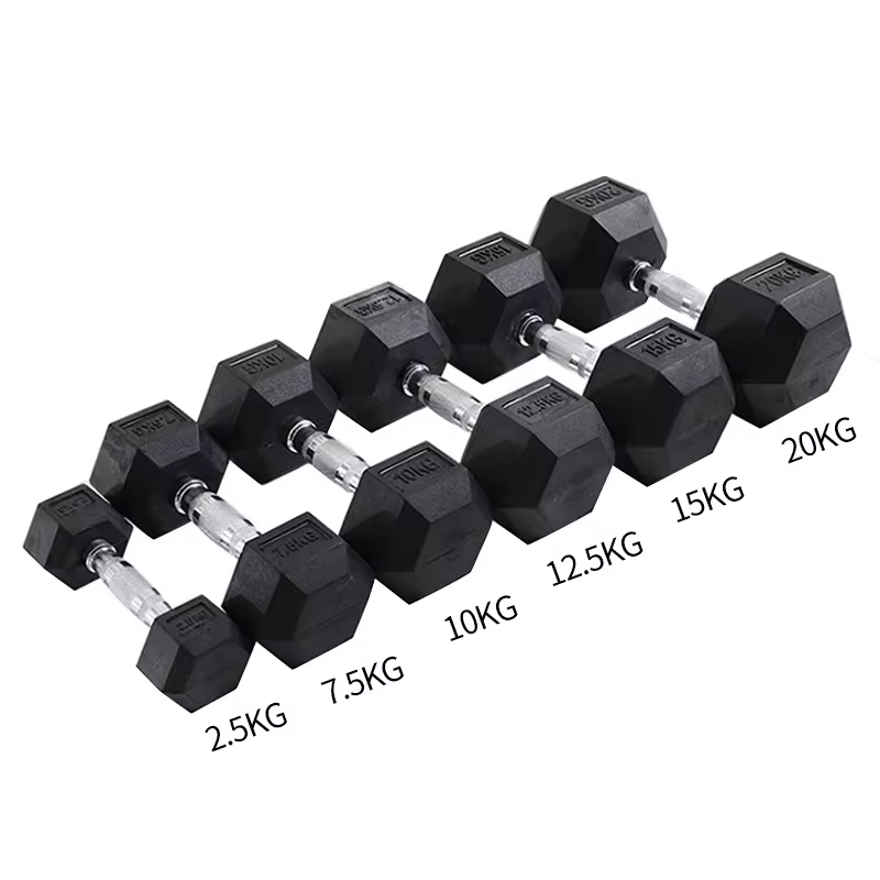 Low Price Gym Wholesale Cast Iron Equipment Fitness Dumbbells 17.5 kg Rubber Hex Dumbbell Set
