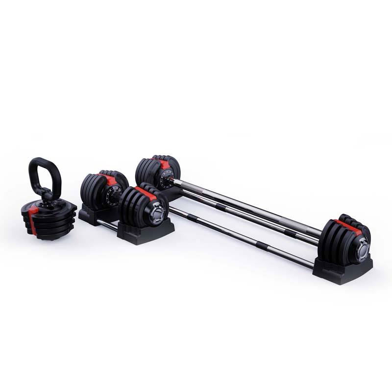 High Quality 55kg Chrome Cast Iron Adjustable Dumbbell Set with Boxes Wholesale Chrome Barbell Dumbbell Set
