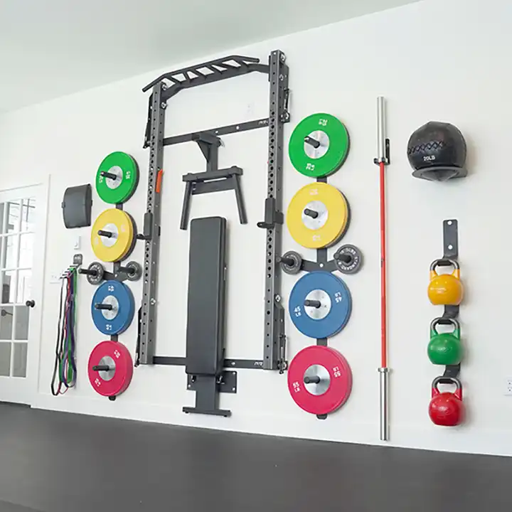 Home Gym Equipment Smith Barbell Hanger Full Rubber Weight Wall Mounted Flat Dumbbell Wall Mounted Folding Squat Rack