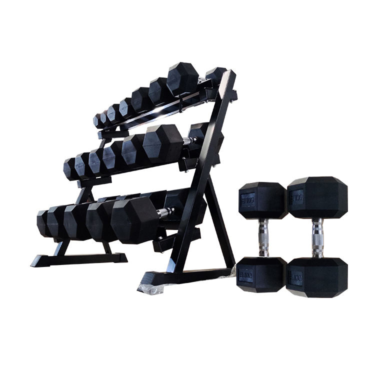 Home Gym Commercial Fitness Equipment 2.5Kg-50Kg Hex Dumbell Set With Rack Four-Layer Dumbbell Rack and Stand