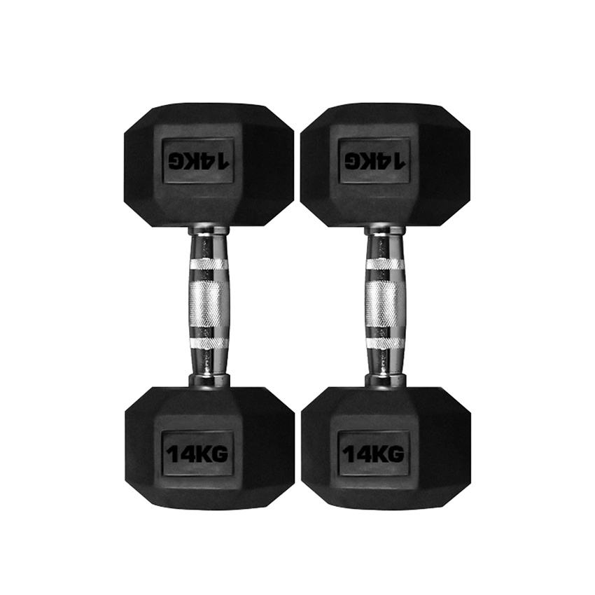 Hex Rubber Coated Dumbbells with Chrome Handles,Best Sell Weight 1 kg 2.5 kg 5 kg 7.5 kg 10 kg 12.5 kg
