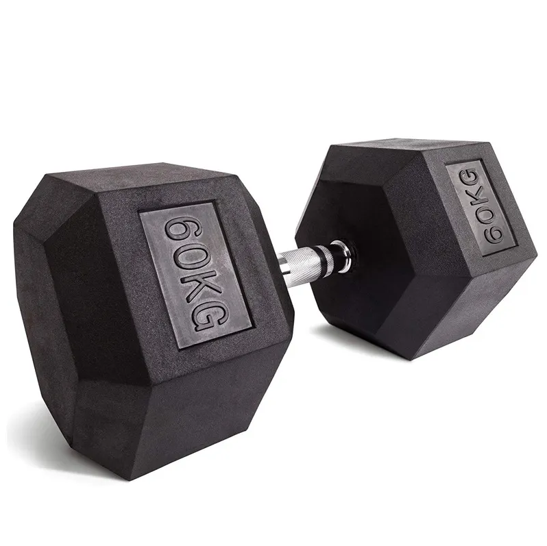 Hex Rubber Dumbell-Cast Iron Rubber Encased and Coated Hexagonal Dumbbells Weights Home Gym Set