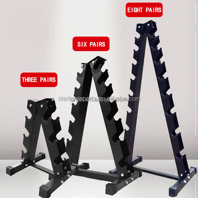 Customized OEM/ODM Dumbbell Rack a Shape Hex Dumbbell Small Storage Rack Stand Vertical