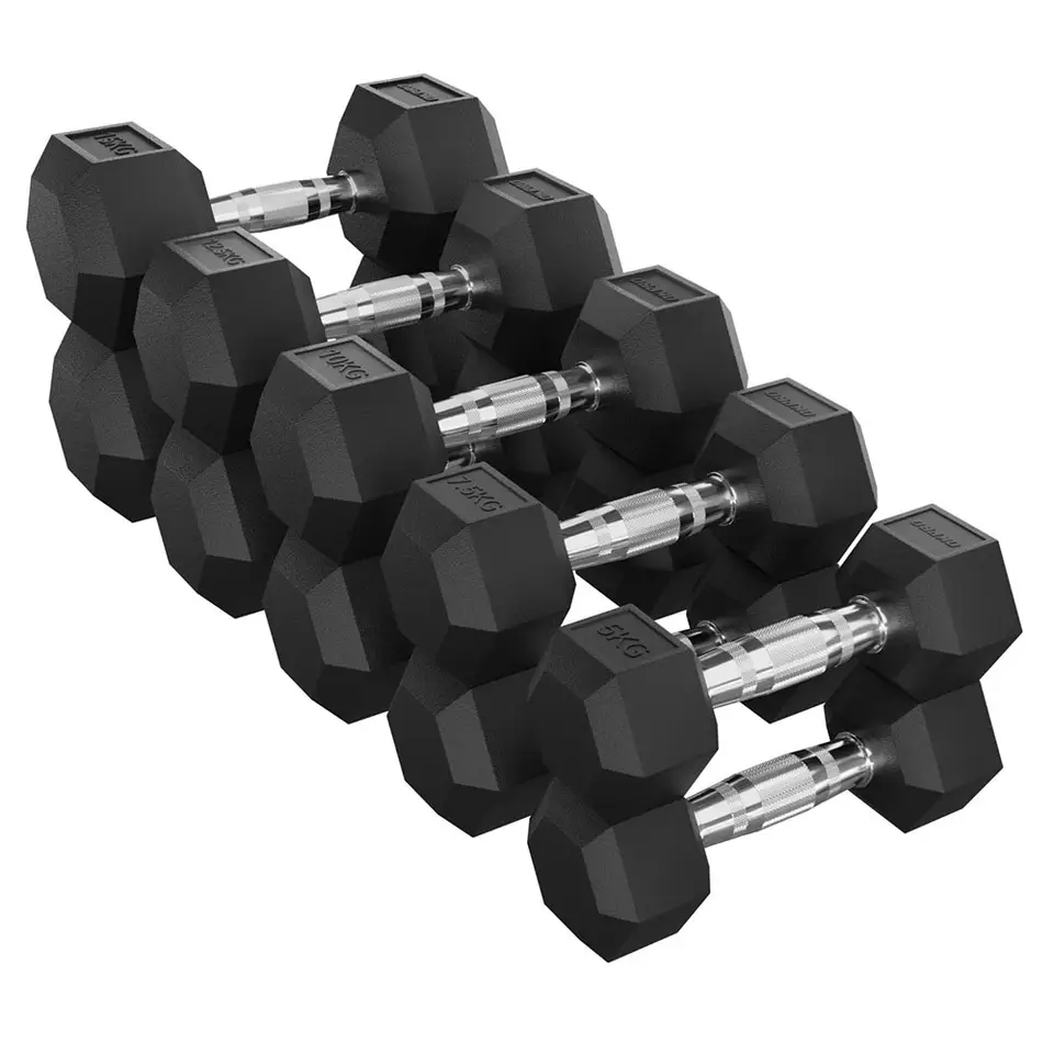 Solid Cast Iron 5lb-100lb/2.5kg-50kg Hex Hexagon Dumbbell Set for Sale
