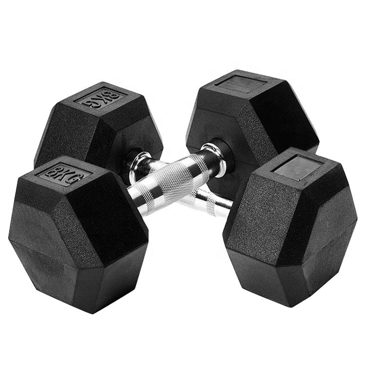 Factory Wholesale Rubber Hex Home Gym Fitness Dumbbell Set 70kg Black