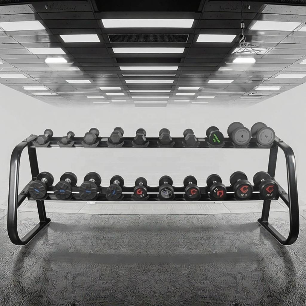 Heavy Duty Dumbbell Rack 2 Tier for Storage 10 Pairs Dumbbells Rack Weight Stand Home Gym Dumbbell Storage Rack 2 Tier