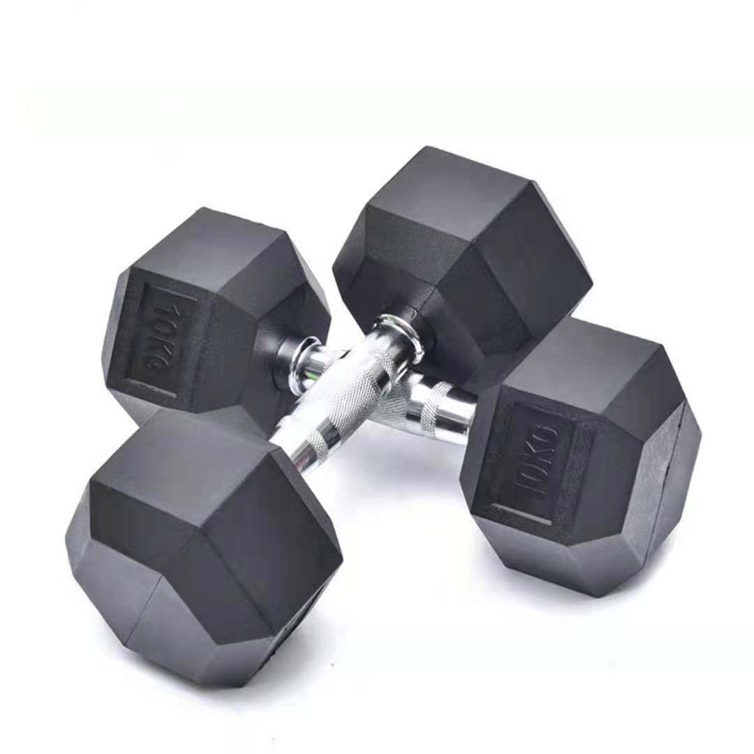 2023 Hot Sales Black Gym Metal Rubber Hex 15 lb Dumbbells Pounds Professional Dumbbell Sets 20kg