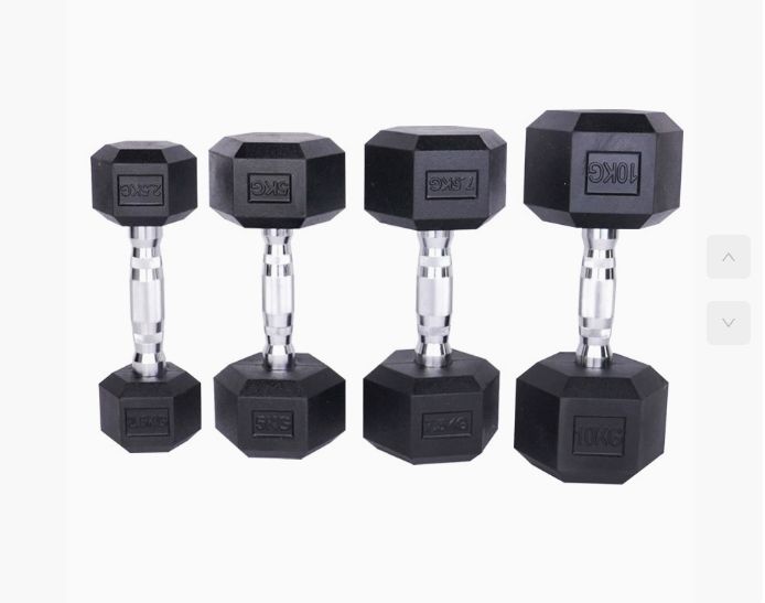 5Kg Black Rubber Coated Hexagon Dumbbell Set Cast Iron Dumbbells Free Weights Gym Home Training Bodybuilding Fitness Equipment