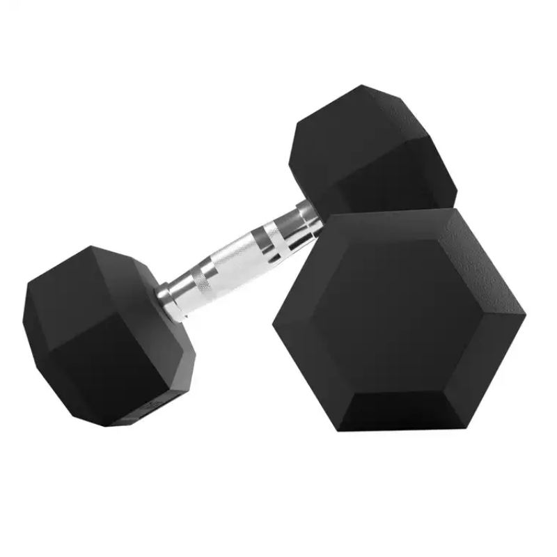 Custom OEM Rubber Dumbbell in 5 10 15 25 50kg Body Gym Fitness Hexagonal Dumbbells for Weightlifting Exercises