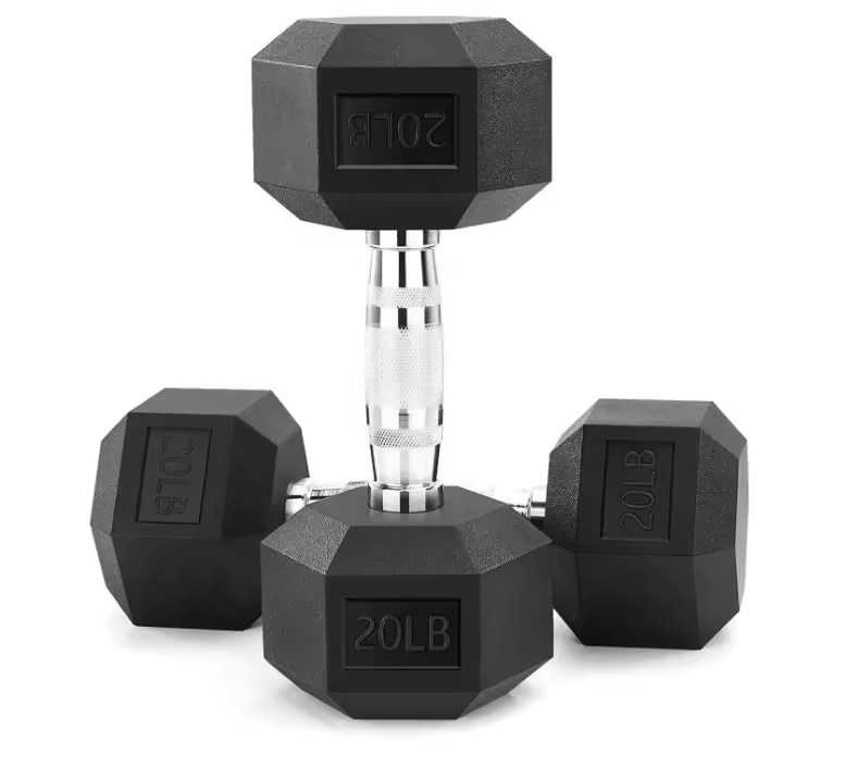 High Quality Hex Rubber Dumbbell Gym Bodybuilding Equipment Free Weight Adjustable Dumbbell Set 5-120lb