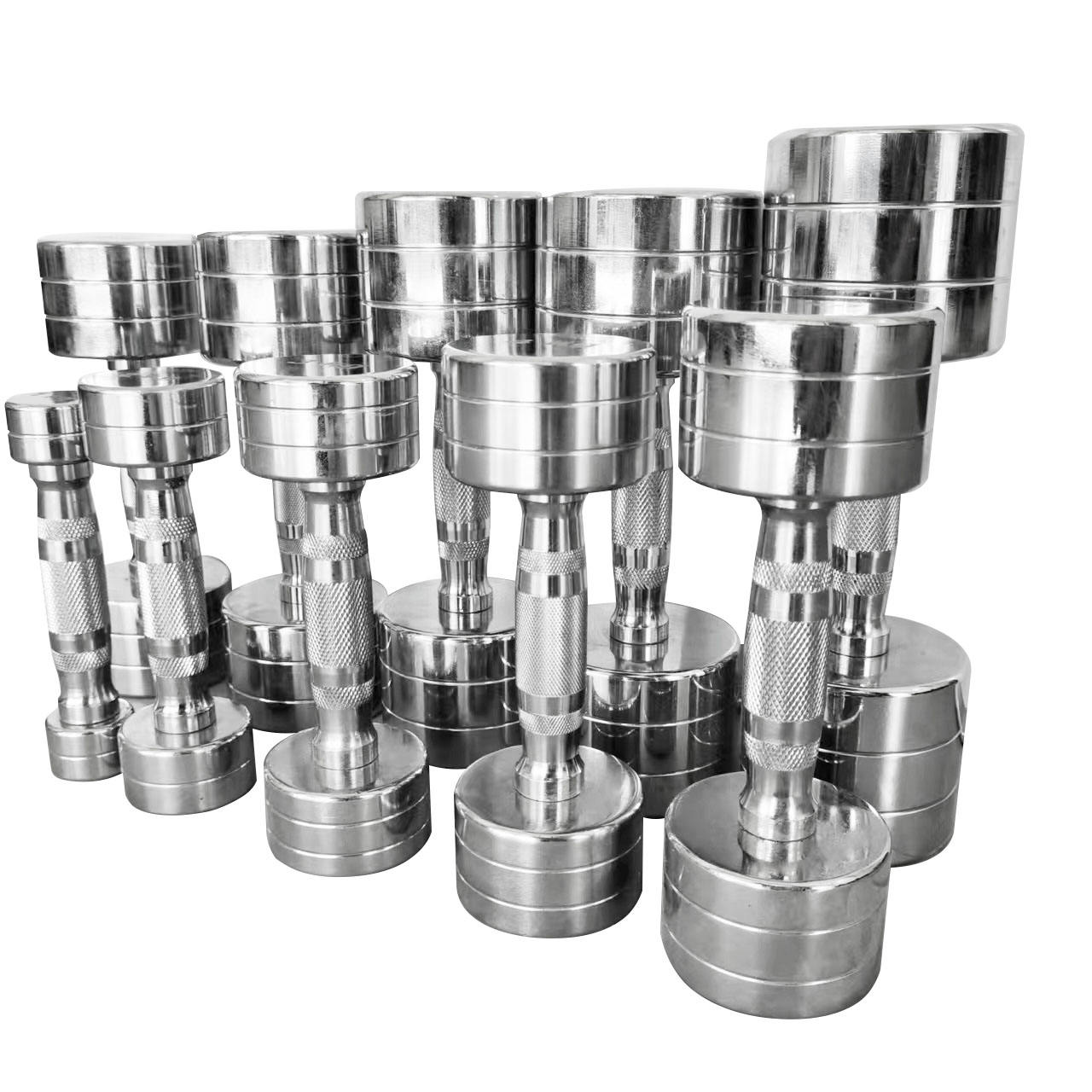 Chrome Finished Steel Core 20 35 50 100 150 lb Dumbbell Lbs Round End Dumbbells for Gym Fitness